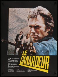 5y532 THUNDERBOLT & LIGHTFOOT French 23x31 '74 huge image of Clint Eastwood & big gun!