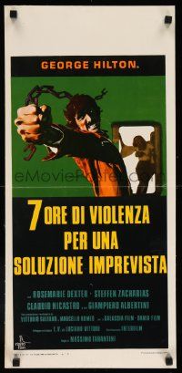 5y322 7 HOURS OF VIOLENCE Italian locandina '73 Michele Massimo Tarantini, art by Giuliano Nistri!