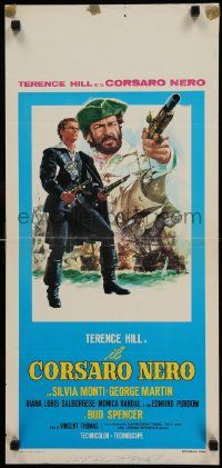 5y325 BLACKIE THE PIRATE Italian locandina '71 cool art of Terence Hill & Bud Spencer by Casaro!