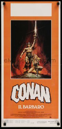 5y329 CONAN THE BARBARIAN Italian locandina '82 Schwarzenegger & Bergman by Casaro!