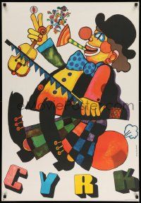 5y810 CYRK Polish 26x38 '70s wonderful musical clown by Marian Stachurski!