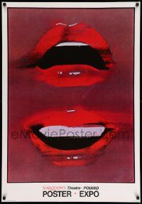 5y852 NARODOWY THEATRE POSTER EXPO exhibition Polish 26x38 '81 art of mouths by Waldemar Swierzy!
