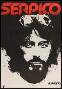 5y870 SERPICO Polish 27x39 '77 cool close up image of Al Pacino, Sidney Lumet crime classic!