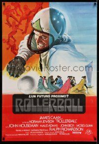 5y062 ROLLERBALL Spanish '75 completely different art of James Caan by Marti, Clave & Pico!