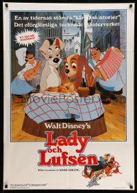 5y170 LADY & THE TRAMP Swedish R80 Walt Disney classic cartoon, best spaghetti scene image!