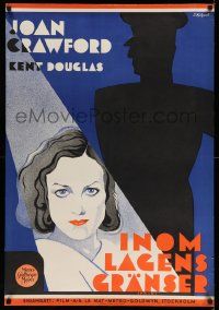 5y173 PAID Swedish '30 young sexy Joan Crawford, Robert Armstrong, artwork by J. Hjutquist!