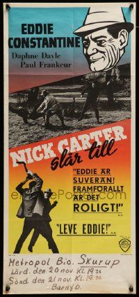 5y194 LICENSE TO KILL Swedish stolpe '64 great art of smiling Eddie Constantine as Nick Carter!
