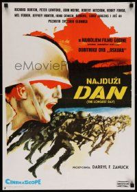 5y578 LONGEST DAY Yugoslavian 19x28 '62 Zanuck's WWII D-Day movie with 42 international stars!