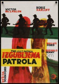 5y579 LOST PATROL Yugoslavian 19x27 '67 Boris Karloff, Victor McLaglen, John Ford directed classic