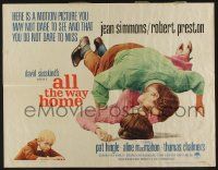 5z511 ALL THE WAY HOME 1/2sh '63 romantic close up of sexy Jean Simmons & Robert Preston!