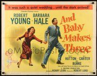 5z519 AND BABY MAKES THREE style B 1/2sh '49 Robert Young, Barbara Hale, wacky art of baby!