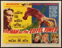 5z745 MAN ON THE EIFFEL TOWER 1/2sh R54 Charles Laughton & Franchot Tone in Paris!