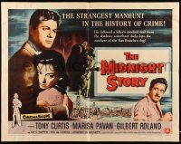 5z754 MIDNIGHT STORY style A 1/2sh '57 Tony Curtis in strangest San Francisco manhunt in history!