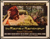 5z816 RAINS OF RANCHIPUR 1/2sh '55 art of Lana Turner & Burton, rains couldn't wash their sin away