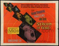 5z858 SCREAM OF FEAR 1/2sh '61 Hammer, classic Susan Strasberg horror image, orange background!