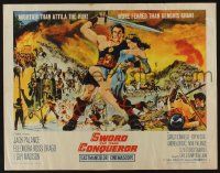 5z945 SWORD OF THE CONQUEROR 1/2sh '62 great image of Jack Palance as barbarian holding sexy girl!