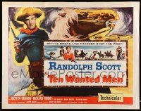 5z949 TEN WANTED MEN style A 1/2sh '54 cool artwork of cowboy Randolph Scott with two six-guns!