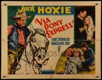 5z977 VIA PONY EXPRESS 1/2sh '33 Jack Hoxie, Lane Chandler, cool cowboy western artwork!