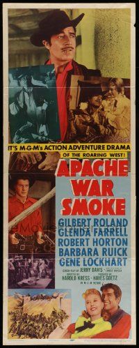5z033 APACHE WAR SMOKE insert '52 Gilbert Roland, Glenda Farrell, roaring West adventure!