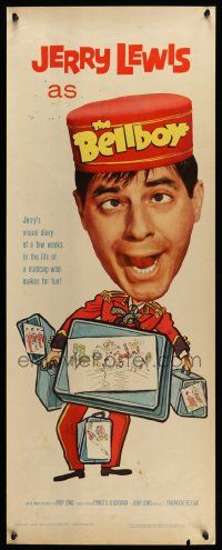 5z048 BELLBOY insert '60 wacky artwork of Jerry Lewis carrying luggage!