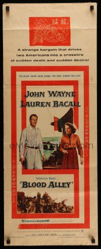 5z056 BLOOD ALLEY insert '55 John Wayne, Lauren Bacall in China, directed by William Wellman!