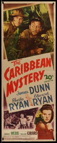 5z074 CARIBBEAN MYSTERY insert '45 James Dunn, Sheila Ryan & Edward Ryan in the tropical jungle!