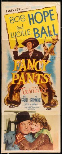 5z129 FANCY PANTS insert '50 close up of cowgirl Lucille Ball hugging dude Bob Hope + artwork!