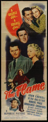 5z142 FLAME insert '47 John Carroll w/pistol grabs Vera Ralston, film noir!