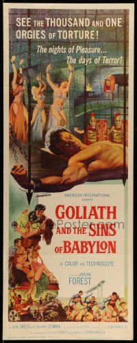 5z176 GOLIATH & THE SINS OF BABYLON insert '64 L'Eroe Piu Grande del Mondo, Mark Forest as Maciste