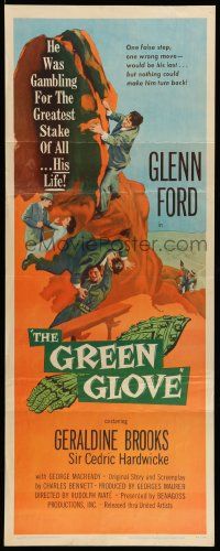 5z184 GREEN GLOVE insert '52 every man is Glenn Ford's enemy & every woman is a trap, cool art!