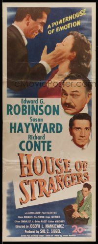 5z213 HOUSE OF STRANGERS insert '49 Edward G. Robinson, Richard Conte slapping Susan Hayward!