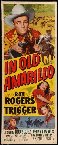 5z220 IN OLD AMARILLO insert '51 cool art of Roy Rogers & his horse Trigger in Texas!
