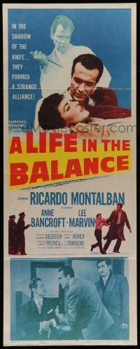 5z239 LIFE IN THE BALANCE insert '55 early Ricardo Montalban, Anne Bancroft, Lee Marvin!