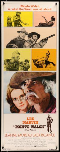 5z268 MONTE WALSH insert '70 best portrait of cowboy Lee Marvin & pretty Jeanne Moreau * more!
