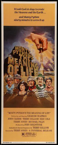 5z269 MONTY PYTHON'S THE MEANING OF LIFE insert '83 wacky artwork of the screwy Monty Python cast!