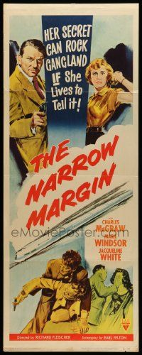 5z285 NARROW MARGIN insert '52 Richard Fleischer classic film noir, Charles McGraw, Marie Windsor