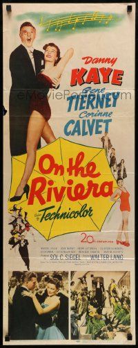 5z297 ON THE RIVIERA insert '51 art of Danny Kaye, sexy Gene Tierney & Corinne Calvet!