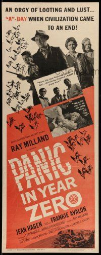 5z307 PANIC IN YEAR ZERO insert '62 Ray Milland, Jean Hagen, Avalon, orgy of looting & lust!