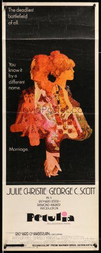 5z315 PETULIA insert '68 cool artwork of pretty Julie Christie & George C. Scott!