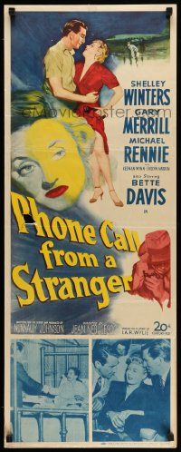 5z316 PHONE CALL FROM A STRANGER insert '52 Bette Davis, Shelley Winters, Michael Rennie!