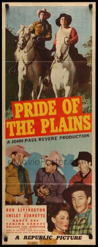 5z324 PRIDE OF THE PLAINS insert '44 art of cowboy Robert Livingston, Smiley Burnette & Nancy Gay!