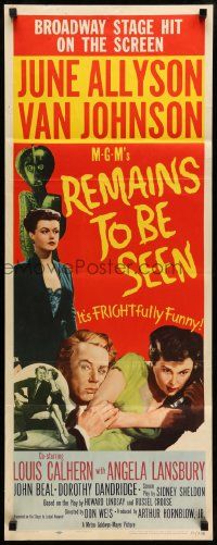 5z345 REMAINS TO BE SEEN insert '53 Van Johnson, June Allyson, Angela Lansbury by creepy statue!