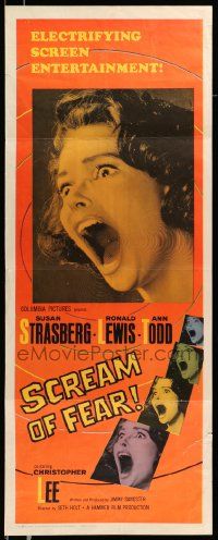 5z373 SCREAM OF FEAR insert '61 Hammer, classic terrified Susan Strasberg horror image!