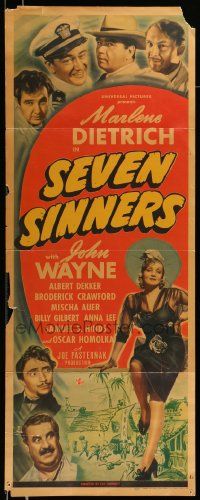 5z378 SEVEN SINNERS insert '40 full-length Marlene Dietrich & headshots of John Wayne & top cast!