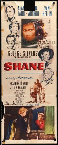 5z380 SHANE insert '53 most classic western, Alan Ladd, Jean Arthur, Van Heflin, Brandon De Wilde!