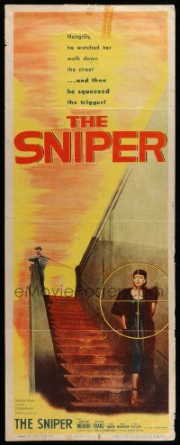 5z393 SNIPER insert '52 image of sniper Arthur Franz with gun targeting Marie Windsor!