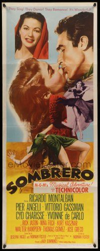 5z401 SOMBRERO insert '53 c/u of Ricardo Montalban kissing Pier Angeli + super sexy Cyd Charisse!