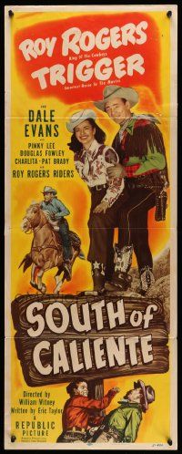 5z408 SOUTH OF CALIENTE insert '51 cool art of cowboy Roy Rogers riding Trigger + Dale Evans!