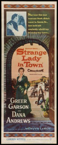 5z420 STRANGE LADY IN TOWN insert '55 Greer Garson, Dana Andrews, Cameron Mitchell