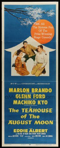 5z433 TEAHOUSE OF THE AUGUST MOON insert '56 art of Asian Marlon Brando, Glenn Ford & Machiko Kyo